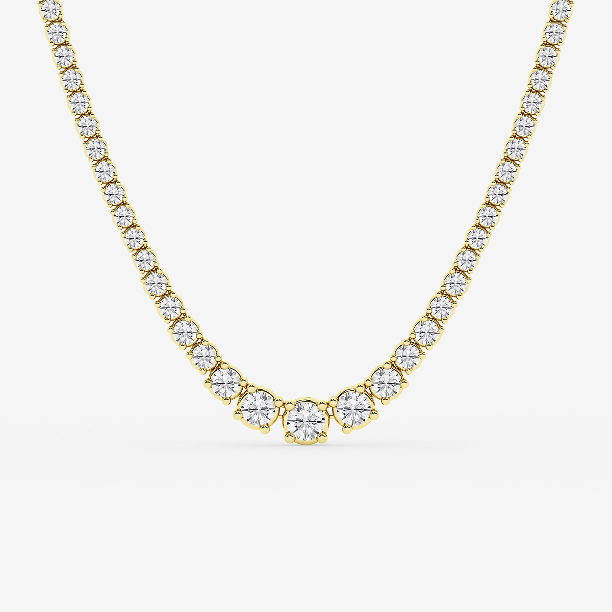 15 ctw Round Lab Grown Diamond Four Prong Graduated Tennis Necklace